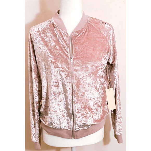 paper tee Tops - VELVET Paper+Tee Barbie Pink Velvet ZIP Up Jacket